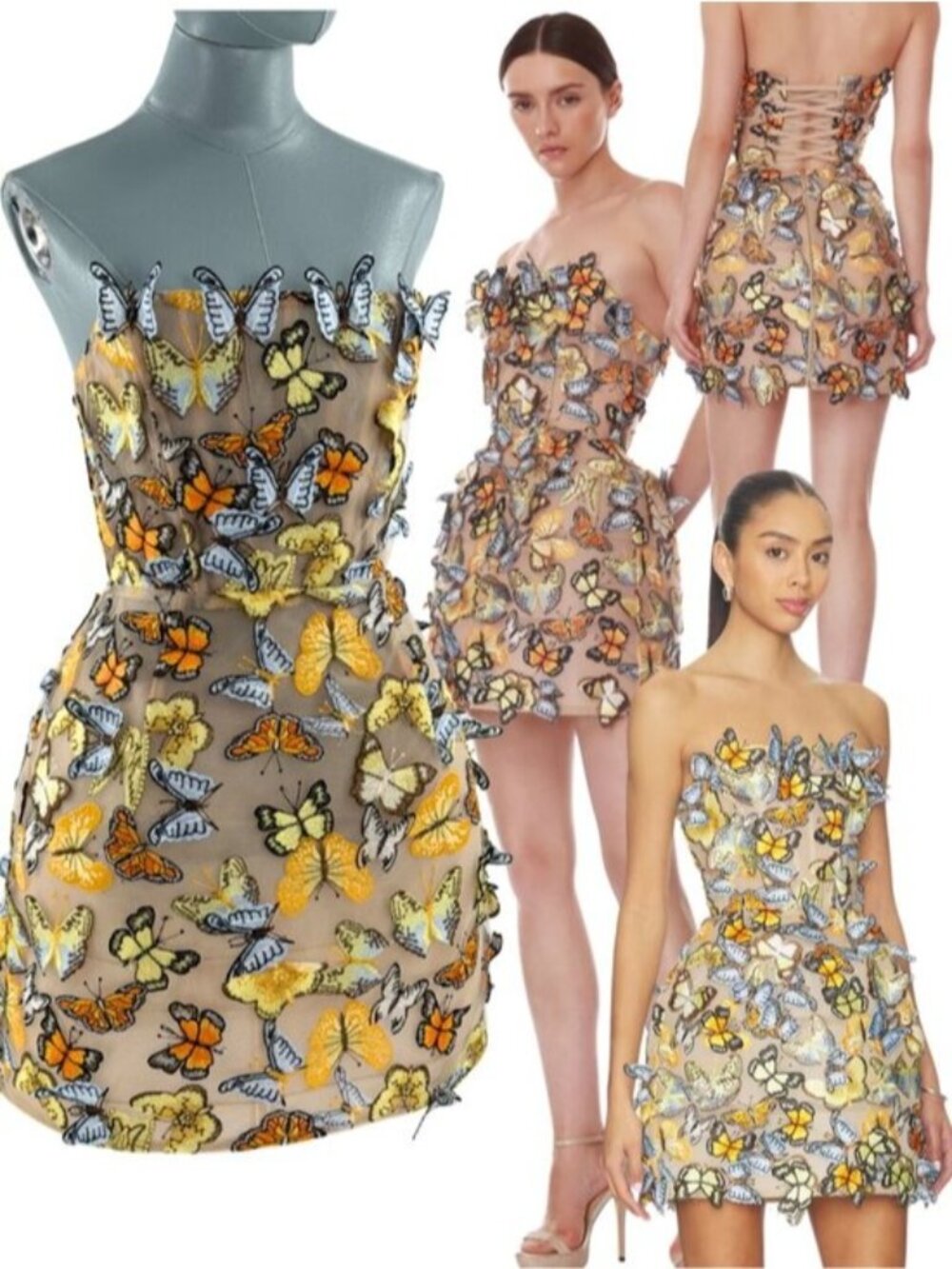 🆕 BRONX & BANCO 🧿 NWOT Bella Butterfly Maraya Strapless Mini Dress, Sz S US 4